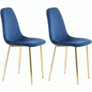 Chaise en velours et pieds cuivrés Polar (Lot de 2) Venture Home - bleu 3700866352868 Chaise en velours et pieds cuivrés Polar (Lot de 2) Venture Home - bleu 3700866352868