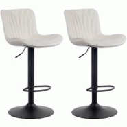 Décoshop26 - Lot de 2 tabourets de bar chaises hautes avec coutures décoratives en tissu crème pieds en métal noir 10_0004328 - noir 3000252044767 Décoshop26 - Lot de 2 tabourets de bar chaises hautes avec coutures décoratives en tissu crème pieds en métal noir 10_0004328 - noir 3000252044767