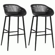 Décoshop26 - Tabourets de bar x2 chaises haute aspect de maille PP noir DEC029399 - noir 3000257355424