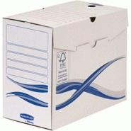 Fellowes Lot de 25 Boîte à archives Bankers Box Basic, format A4+, larg. 150 mm, coloris blanc/bleu - 0043859655595