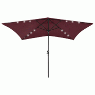 Helloshop26 - Parasol avec led et mât en acier 2 x 3 m rouge bordeaux 02_0008069 - rouge acier 3000432047762