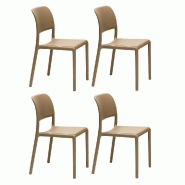 LOT DE 4 CHAISES RIVER EMPILABLES DESIGN COLORIS SABLE.