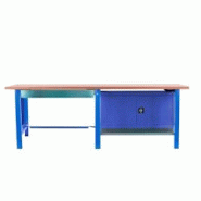 PROREGAL Etabli BUFFALO WOOD avec 1x Tiroir + Armoire| HxLxP 86,5x210x75cm | Capacité de Charge 1000kg | Bleu - bleu métal PR_RS157-83 PROREGAL Etabli BUFFALO WOOD avec 1x Tiroir + Armoire| HxLxP 86,5x210x75cm | Capacité de Charge 1000kg | Bleu - bleu métal PR_RS157-83