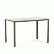 RATTATAN Table d’intérieur 120x70 cm avec plateau en verre trempé,design moderne et épuré,idéale pour cuisine,salle à manger ou bureau-Taupe-E