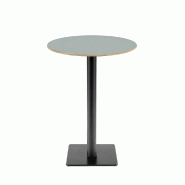 RestooTab - Mange-debout Milan T Ø50cm gris medio chants couleur bois - gris fonte TB-MITFF-R50M-GR.MED-BOI
