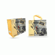 Sac cabas polypropylène tissé imprimé "volaille qualité" 40+20+20x35 cm 100 g/m² (50 U) - multicolore A4F145