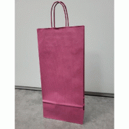 Sac kraft 2 bouteilles bordeaux poignées torsadées 18x9x39cm - par 50