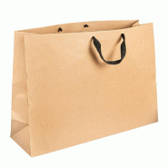 Sac luxe kraft naturel anses coton noir 60+18x42cm - par 50