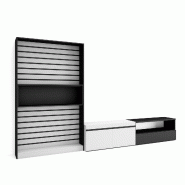 SKRAUT HOME Ensemble Meuble TV, 310x186x35cm, Pour les TV jusqu'à 80", Salon Complet, Blanc et noir - blanc Bois manufacturé 98_5