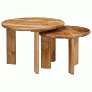 Tables basses gigognes 2 pcs Marron Bois de mangue massif Modèle Orion Logic - 8721158631701
