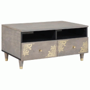 VidaXL Table basse Gris 80 x 54 x 40 cm Bois de mangue massif Modèle Sirius Extensible Plus - 4018785