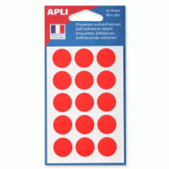 Apli Lot de 5 Etui de 90 pastilles adhésives rouges, diam. 19 mm (6 feuilles / cdt) - 3270241119640