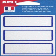 Apli Lot de 5 Pochette de 12 étiquettes scolaires cadrées bleu, format 34 x 75 mm - 3270241119824