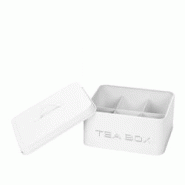 Aulica Boîte à thé 6 compartiments blanche et argent 18x15.5x8cm - blanc 260501 Aulica Boîte à thé 6 compartiments blanche et argent 18x15.5x8cm - blanc 260501