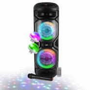 BM Sonic Enceinte SONO DJ BASS sur batterie Lumineuse 800W - Bluetooth, USB, Microphone sans fil, Réglage BASS, 2 Mini Lumières LED - 3666638035523