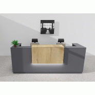 Bureau d'accueil Delta Plus 2 personnes anthracite - Mobel Linea - 204, Oui, Anthracite, Chêne veiné_1