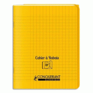 CONQUERANT Lot de 10 Cahier à Rabats PP piqué 24x32, 48p./24 feuilles 90g/m², Séyès, coloris jaune - 3020120123851