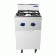 Cuisinière à gaz à 2 feux en acier inoxydable. Brûleurs 7+7 kw avec flamme pilote. Dimensions LxLxH 40x70x108,5 cm. Modèle AT7G2B-F-2 - 4189