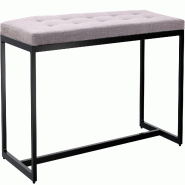Décoshop26 - Banc d'entrée contemporain largeur 100cm à structure en métal noir assise capitonnée en tissu grise 10_0006313 - métal 3000265502261