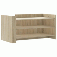 Décoshop26 - Table basse avec étagères style minimaliste et moderne 100 x 50 x 50 cm bois d'ingénierie couleur chêne DEC038871 - Bois massif 3000