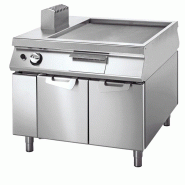 Fry-top gaz lisse chromée sur coffre avec portes, tableau de contrôle sur deux côtès 1000x1100x870 mm - VIRTUS - 4068875007346