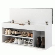 Helloshop26 - Banc à chaussures 104 x 30 x 48 cm 3 compartiments rangement pratique style moderne en MDF gris 20_0010590 - gris Bois manufacturé 300