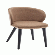 Mobiliara Lot de 2 Chaises Elodie Taupe – Assise Mousse Haute Densité et Chene, Piètement Acier Époxy Paris, Design Contemporain - marron polyest