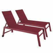 Oviala Business Lot de 2 bains de soleil en aluminium et textilène pourpre - violet aluminium 115001