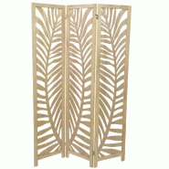 Paravent en bois motif feuilles 120xH170cm