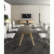 Table de réunion Rail en verre- Bralco. - 240, Verre transparent