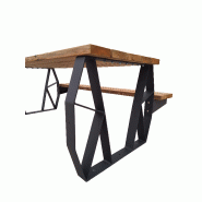 Table pique-nique en bois Douglas - modèle Kompose avec 1 banquette - 194 cm de longueur_0