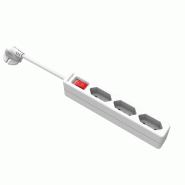 VALUE Multiprise 3 ports type Euro, avec interrupteur et fiches profilées, blanc, 2 m_0