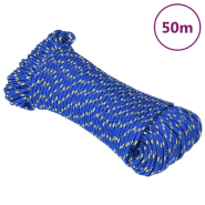 Vidaxl corde de bateau bleu 3 mm 50 m polypropylène 152429