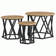 VidaXL Table d'appoint empilable 3 pcs Chêne artisanal Modèle Terra Élite - 868260
