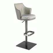 AC ANGEL CERDA Angel Cerdá Tabouret pivotant en tissu gris marbré et similicuir gris foncé 4231C 57 x 54 x 87 - gris polyester 8435631044741