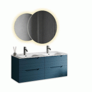 AQA Design Composition de meubles de salle de bain SOLMIRA à double vasque en MDF bleu L.120 P.46,5 H.190 MPSO61-BLEU - bleu Bois manufacturé MPSO61
