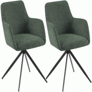 CLP Lot de 2 chaises de salle a manger Olema en tissu Tissu HBT: 81x56x62 cm Vert - vert textile 327372