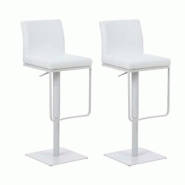 CLP Lot de 2 tabouret de bar Panama similicuir Blanc /Blanc - blanc polyester 307838