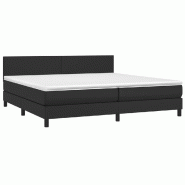 Décoshop26 - Cadre de lit LED avec sommier tête de lit matelas 200x200cm synthétique noir TDL0209138 - noir 3001676282728