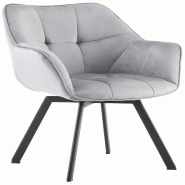 Décoshop26 - Chaise de salle à manger x1 assise pivotante confortable en velours gris foncé et métal noir 10_0007678 - gris métal 3000266243835