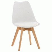 Décoshop26 - Chaise de salle à manger x1 design scandinave en plastique et PVC blanc et pieds en bois clair 10_0002270 - blanc 3000250931991 Décoshop26 - Chaise de salle à manger x1 design scandinave en plastique et PVC blanc et pieds en bois clair 10_0002270 - blanc 3000250931991