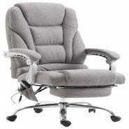 Décoshop26 - Fauteuil de bureau avec fonction massage et repose-pieds ajustables en tissu gris 10_0002591 - gris 3000251103540