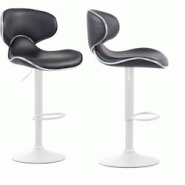 Décoshop26 - Lot de 2 tabourets de bar design contemporain pieds en métal blanc mat assise en synthétique noir 10_0000355 - blanc 3000832469607 Décoshop26 - Lot de 2 tabourets de bar design contemporain pieds en métal blanc mat assise en synthétique noir 10_0000355 - blanc 3000832469607