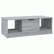 Décoshop26 - Table basse avec compartiment de rangement 102 x 50 x 36 cm bois d'ingénierie gris DEC039976 - gris Bois massif 3000264691072