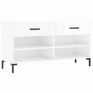 Helloshop26 - Banc à chaussures bottes commode étagère meuble entrée rangement brillant 102 x 35 x 55 cm bois d'ingénierie blanc 02_0022899 - bla
