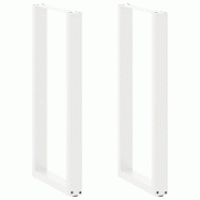 Helloshop26 - Lot de 2 pieds de table de bar en U ajustables 40 x 100-101 cm esthétique moderne finition mate en acier blanc 02_0057469 - blanc acier