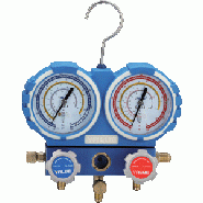 Manomètre 2 voies en coffret - R32, R134a, R407C & R410A - 3 flexibles 1,5m - 2 adaptateurs 5/16"