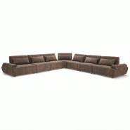 Oviala Business Canapé d'angle modulable 7 places dossier ajustable chocolat - marron polyester 115723