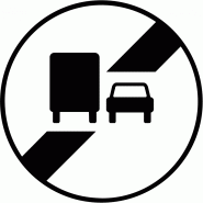 Panneau d'interdiction B34a - Fin d'interdiction de dépasser pour poids lourds Panneau d'interdiction B34a - Fin d'interdiction de dépasser pour poids lourds