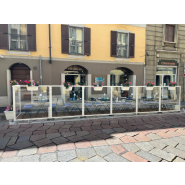 Paravent modulaire pour espaces extérieurs - Partie inférieure en verre ou en panneaux -OASIdehor Evolution -  Hauteur 150 ou 180 cm - Brera